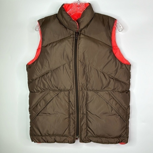 Vintage Brown Orange Puffer Down Vest Size Small Korea 80s - Picture 1 of 11